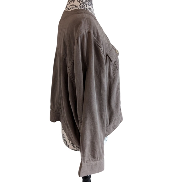 Torrid Crop Collarless Jacket Morel Brown Cotton Blend Women's Plus size 4X - Picture 5 of 14